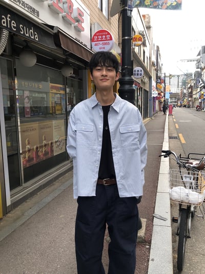 簡約復古街頭 雙口袋 短版 長袖襯衫 - 3C15