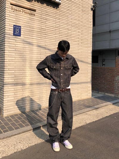 歐美 高街經典 修身直筒 牛仔褲 (set - up) - 1C8