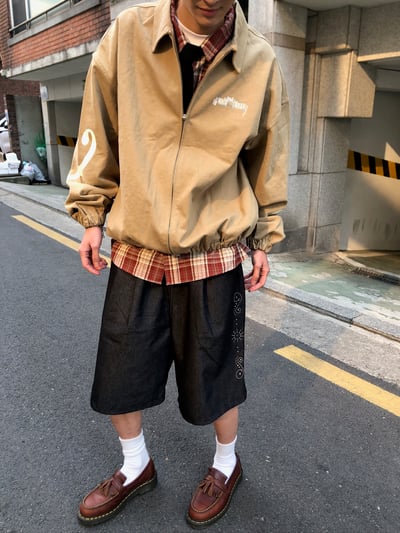 Rock & Roll 街頭噴漆 懷舊工業風  工裝夾克 - 3C21