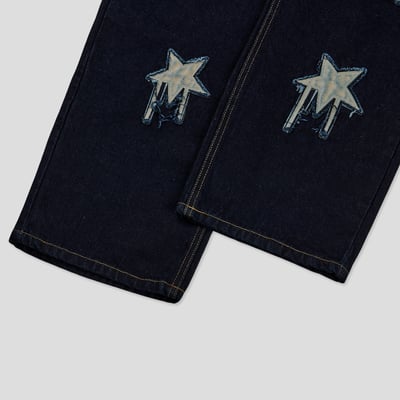 仰望星空 高級刺繡 直筒 微寬版 牛仔褲 - 1C18