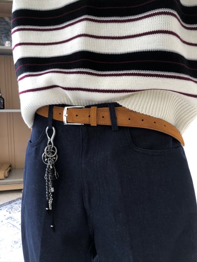 高質感 美拉德 天然牛皮 麂皮 經典皮帶 - 1C2