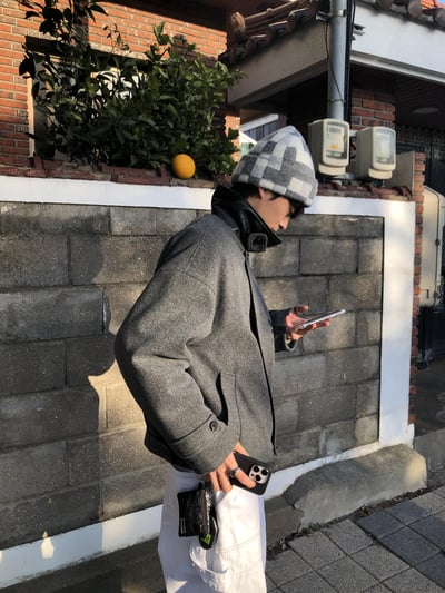 方格紋 休閒街頭 經典毛帽 - 1C5