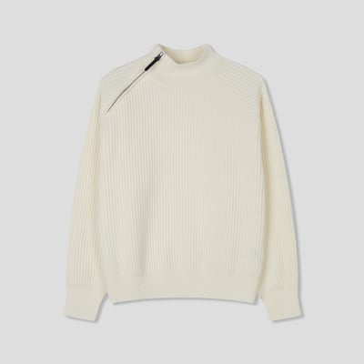 半高領 側邊拉鍊 修身短版 高檔毛衣 - 4C17