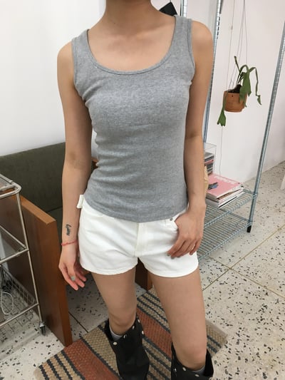 (1+1)復古色調 百搭款 素色 瘦身背心 - 7C2