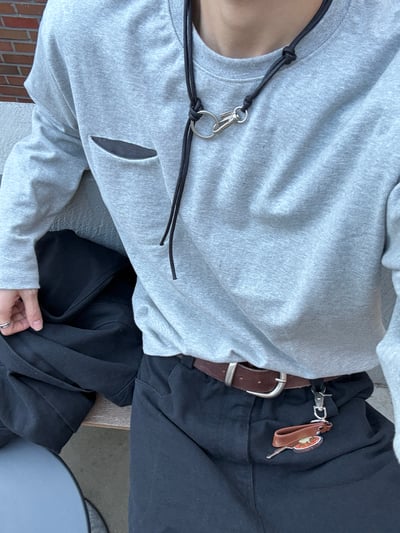 春季必備 口袋配色 短版 薄長袖 - 3C9