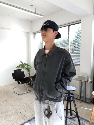 舊式巴黎 復古刷色水洗 短版 底特律夾克 - 2C15