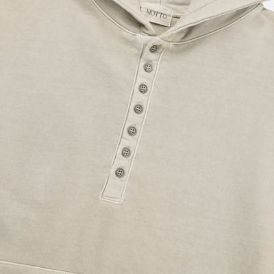 復古街頭 重磅 復古水洗 亨利領 帽T - 3C23