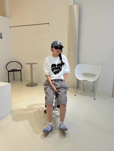 (UNISEX) 束腰抽繩 素色7分褲 - 2C6