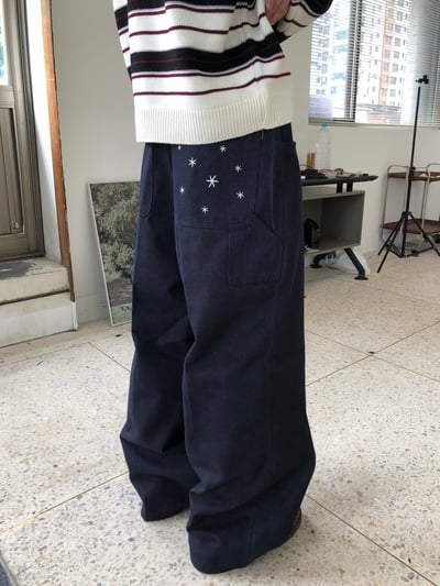 倫敦街頭 星辰大海 高級印染 原牛 寬褲 - 1C7