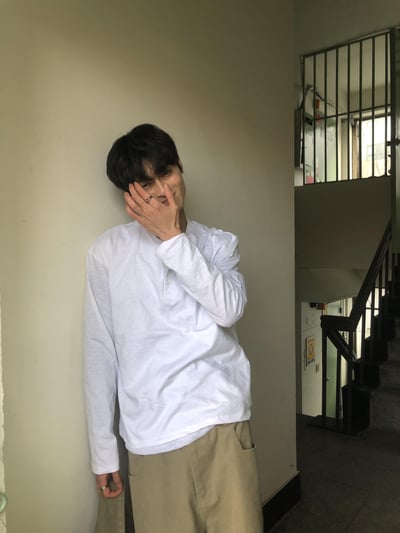 休閒亨利領 懶人層疊配色 素面 薄長袖 - 4C9