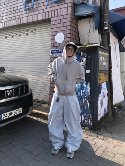 Peace 極簡主義 細條紋 工裝 牛仔寬褲 (set - up) - 2C4