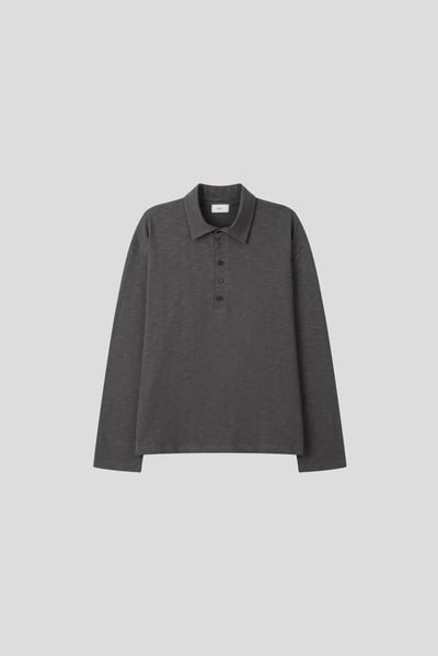 日系慵懶 百搭素色 POLO 鈕扣 薄長袖 - 3C23