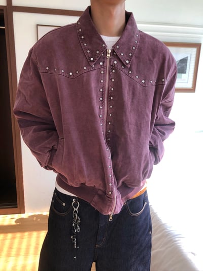 (6oz)倫敦時尚 復古水洗 卯釘 短版 羽絨外套 - 2C13