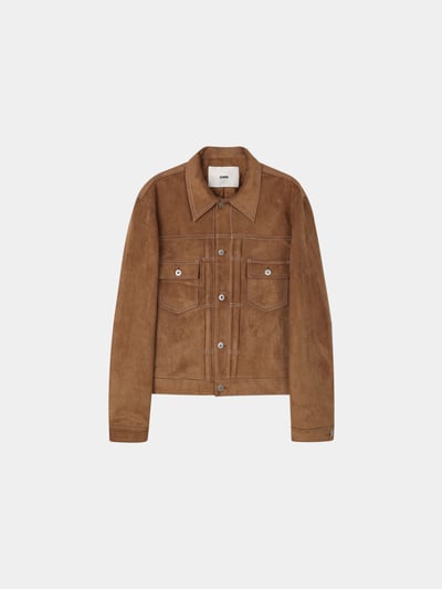 歐美經典款 美拉德 麂皮 微短版 皮夾克 - 4C24