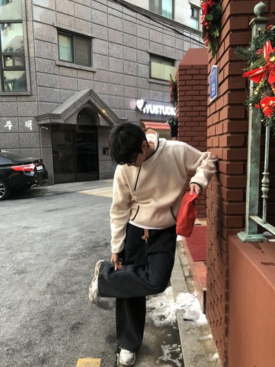 獨特配色 運動風 刷毛 帽T - 4C13