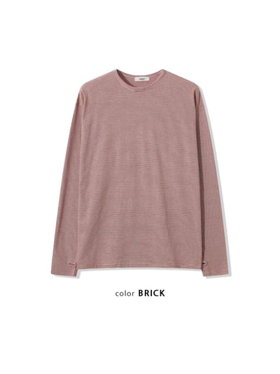 高質感 休閒風 細條紋 層疊穿搭 指套 長袖 - 4C21