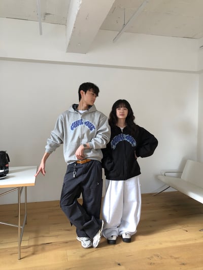 美式潑漆感 復古格紋 雙面連帽外套 - 2C18