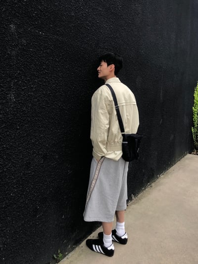 印地安圖紋 刺繡斜線 寬版 7分 棉短褲 - 3C13