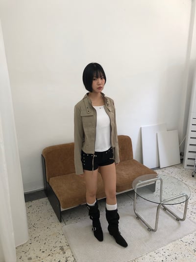 街頭卯釘 骷髏 貼腿修身短褲 - 1C4