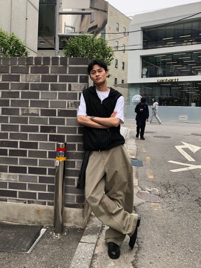 ASH 街頭休閒 特殊曲線 長版 寬褲 - 2C18