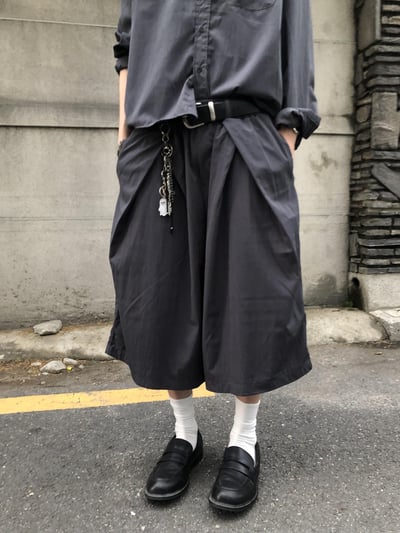 夏季涼感 尼龍材質 斜線抓皺 鬆弛感 8分褲 套裝 - 3C6