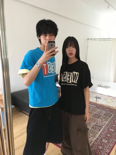 West 夏季涼感色調 印刷造型 短版 短袖 上衣 - 4C14
