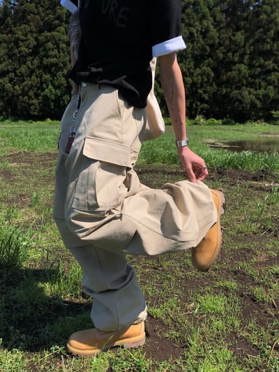 濟州仔 重磅 立體剪裁 工裝寬褲 - 2C3