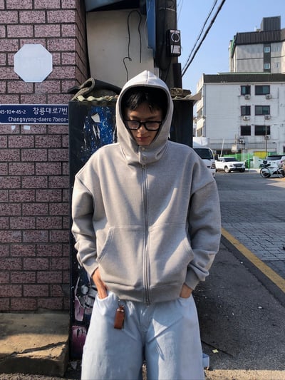 極簡主義 短版 休閒 按扣連帽外套 - 2C5