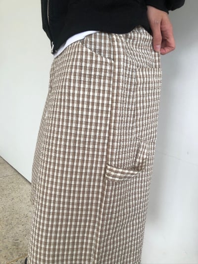 歐美街頭 經典格紋 百慕達 工裝 棉短褲 - 2C7