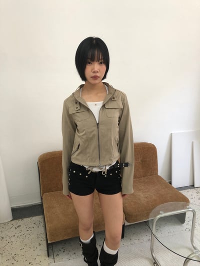 夏季涼感棉料 修身效果 短版 機車夾克 - 2C4