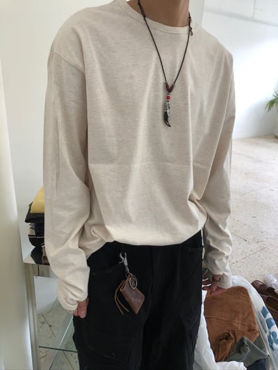 高質感 休閒風 細條紋 層疊穿搭 指套 長袖 - 4C11