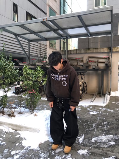 日系街頭 假鈕扣 原牛 寬褲 - 2C12