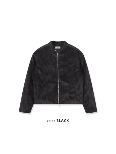 高級線 馬海毛 羽絨 皮革紋路 短版夾克 - 3C23