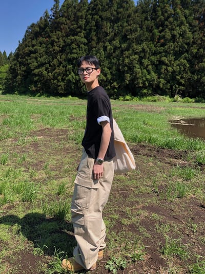 濟州仔 重磅 立體剪裁 工裝寬褲 - 2C15