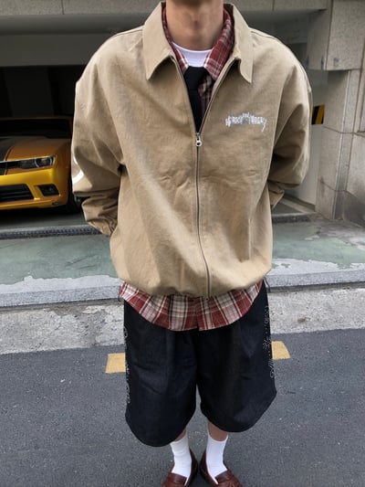 Rock & Roll 街頭噴漆 懷舊工業風  工裝夾克 - 3C24