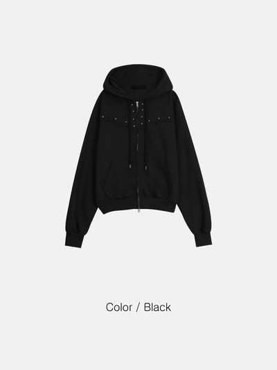 高級棉 銀河星形卯釘 指套 短版 連帽外套 - 3C21