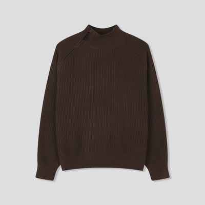 半高領 側邊拉鍊 修身短版 高檔毛衣 - 4C19