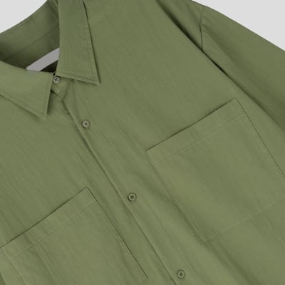 工作雙口袋 繫帶襯衫 - 6C11