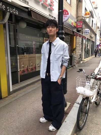 簡約復古街頭 雙口袋 短版 長袖襯衫 - 3C20
