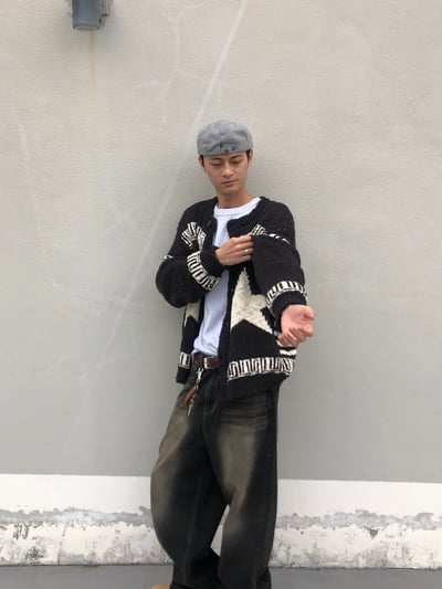 (黑色現貨)USA Star 厚針織 開襟外套 - 2C13