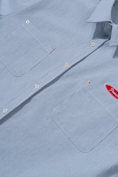 Peace 極簡主義 細條紋 短袖 牛仔襯衫 (set - up) - 2C19