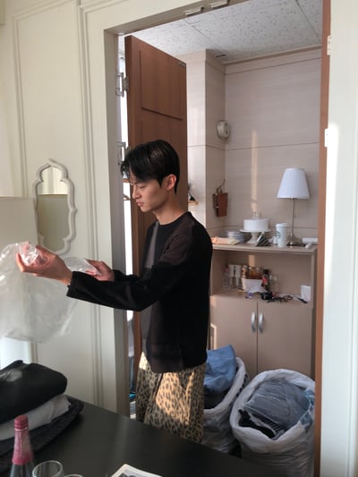 街頭指標 雙層褶皺 俐落線條 豹紋 寬褲 - 3C8