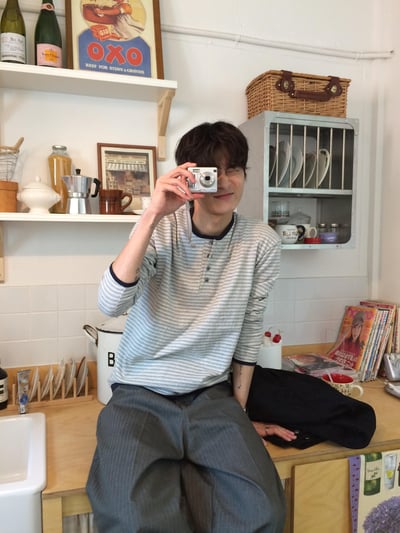 韓國新潮流 雙件式 層疊配色 橫條紋 薄長袖 - 3C2