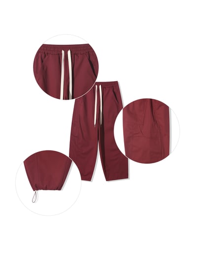 幹練率性 高檔蓬感木 寬版 鬆緊帶 工裝褲 - 3C20