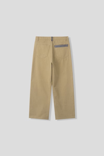 日系街頭 畫龍點睛 格紋設計 微寬褲 - 2C21