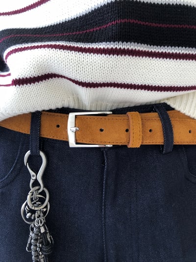 高質感 美拉德 天然牛皮 麂皮 經典皮帶 - 1C3