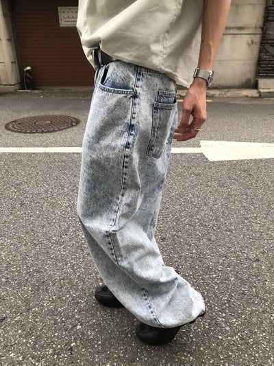 冰原破痕 渲染 雙層口袋 牛仔寬褲 - 1C1