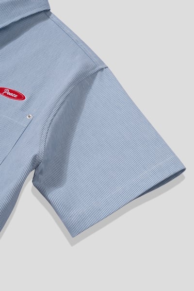 Peace 極簡主義 細條紋 短袖 牛仔襯衫 (set - up) - 2C20