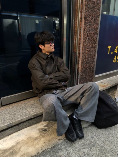 經典百搭 細條紋 修身顯高 牛仔寬褲 - 2C11