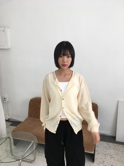 清涼夏季 高檔休閒 薄款開襟 短版 長袖 - 4C19